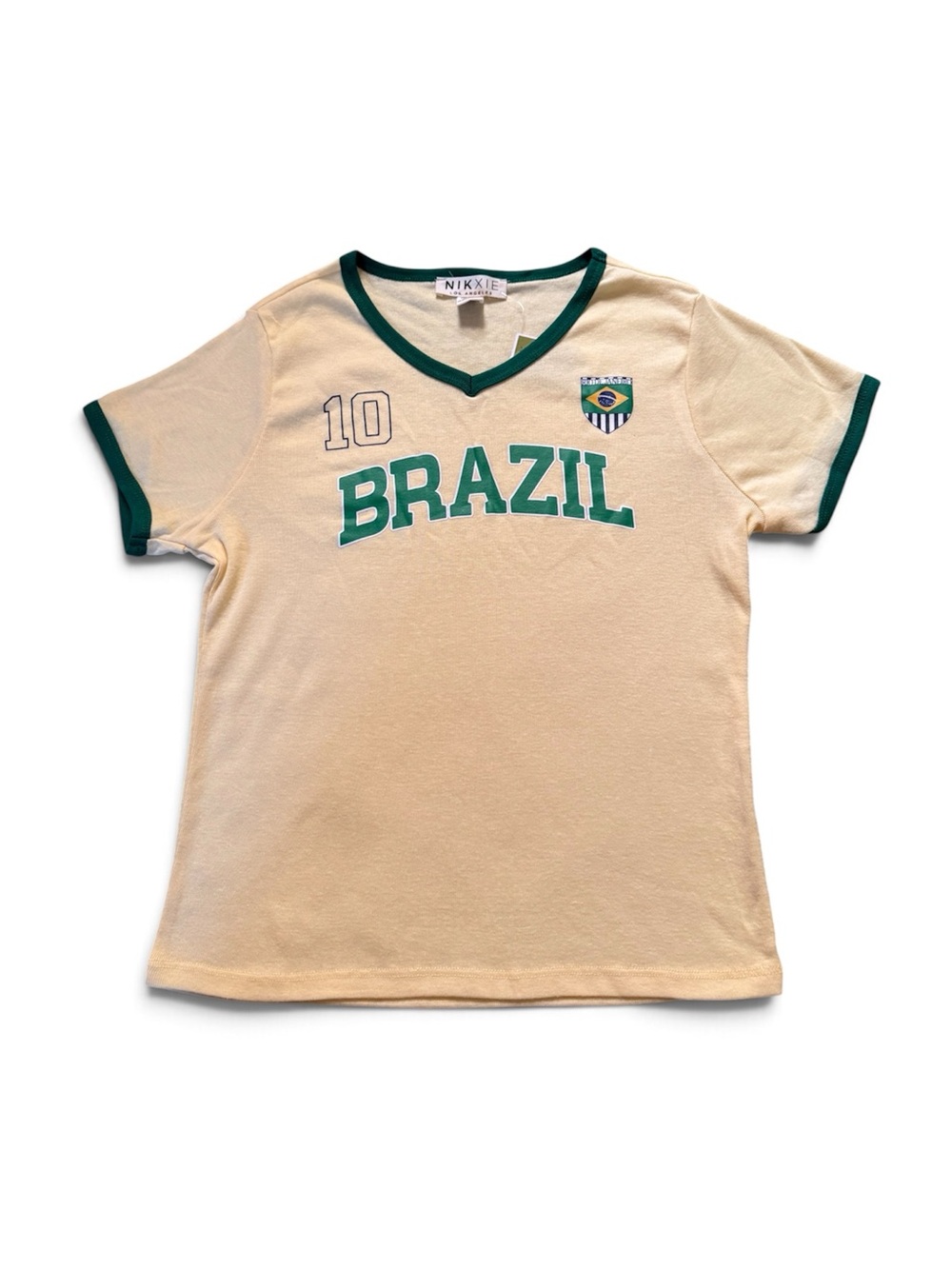 Nikxie Yellow Brazil-Inspired Soccer Graphic Tee | M | NWT